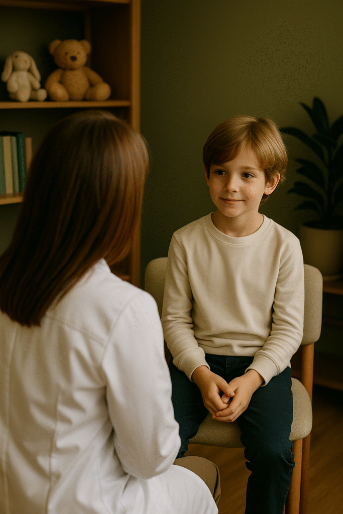 A naturopathic doctor providing a wellness consultation for pediatric care and children’s health services at VeraVita Clinic in Calgary.